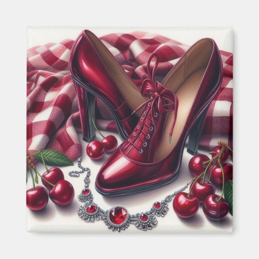 Elegante rote High Heels mit Cherry Magnet (Vorne)