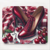 Elegante rote High Heels mit Cherry Mousepad (Vorne)