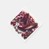 Elegante rote High Heels mit Cherry Serviette (Ecke)