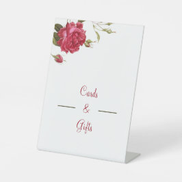 Elegante rote Hochzeitkarten und Geschenke Sockelschild