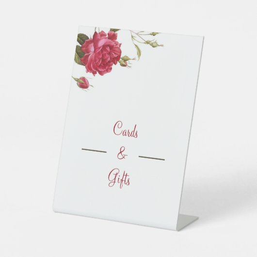 Elegante rote Hochzeitkarten und Geschenke Sockelschild (Vorderseite)