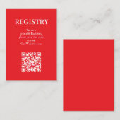 Elegante rote Hochzeitsgeschenkeliste QR-Code Begleitkarte (Vorne/Hinten)