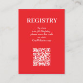 Elegante rote Hochzeitsgeschenkeliste QR-Code Begleitkarte (Vorderseite)