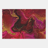 Elegante Rote Imitate Goldkunst Glitzer Marmor Kun Geschenkpapier Set (Vorderseite)
