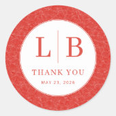 Elegante rote Initialen Runder Aufkleber (Vorderseite)