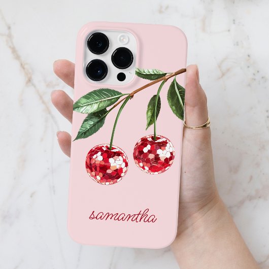 Elegante rote Kirsche Personalisierte Script Name  Case-Mate iPhone Hülle