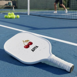Elegante rote Kirsche und goldene Blätter Ästhetik Pickleball Schläger