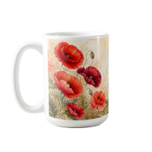 Elegante rote Klatschmohn-Wasserfarben-Blumen