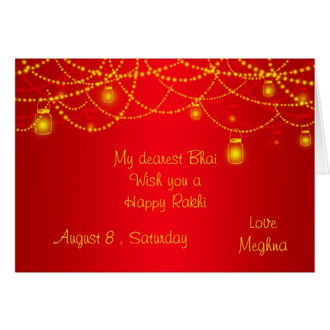 Elegante rote Laternen-Lichter Rakhi (Vorderseite (Horizontal))