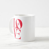 Elegante Rote Liebe Typografie Kaffeetasse (Vorderseite Links)
