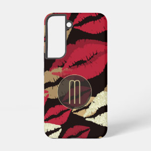 Elegante rote Lippen Monogramm Samsung Galaxy Hülle