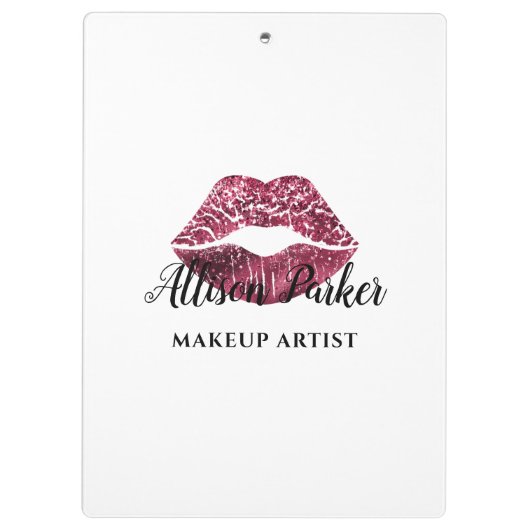 Elegante Rote Lips Makeup Artist Klemmbrett (Rückseite)
