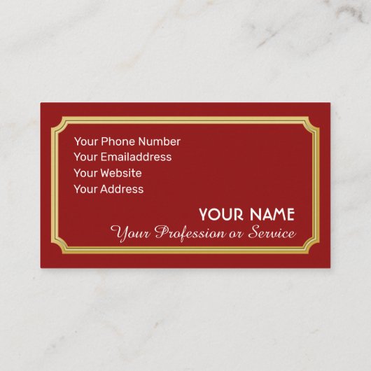 Elegante rote Logo-Ornament Gold Rahmen Business C Visitenkarte (Rückseite)