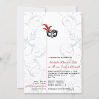 Elegante Rote Masquerade Einladungen für Hochzeite