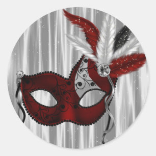Elegante Rote Masquerade Party Stickers