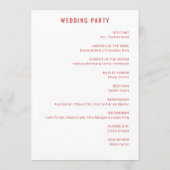 Elegante Rote Minimalistische Hochzeit Programm (Rückseite)