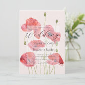elegante rote Mohn Hochzeit Einladung (Stehend Vorderseite)