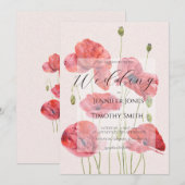 elegante rote Mohn Hochzeit Einladung (Vorne/Hinten)