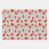 Elegante Rote Mohnblume und grüne Wasserfarbe Geschenkpapier Set (Vorderseite 3)