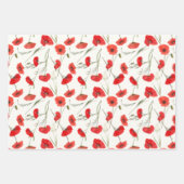 Elegante Rote Mohnblume und grüne Wasserfarbe Geschenkpapier Set (Vorderseite)