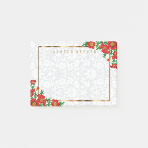 Elegante rote Mohnblumen-Blumen Post-it Klebezettel