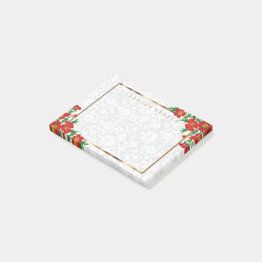 Elegante rote Mohnblumen-Blumen Post-it Klebezettel (angewinkelt)