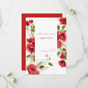 Elegante rote Mohnblumen Save The Date