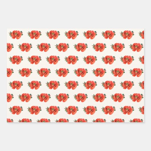 Elegante Rote Mohnblüte Geschenkpapier Set (Vorderseite)