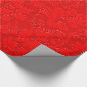 Elegante rote monochromatische Vintage BlumenDamas Geschenkpapier (Ecke)