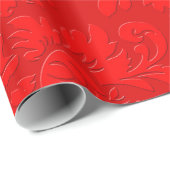 Elegante rote monochromatische Vintage BlumenDamas Geschenkpapier (Rolleneckpunkt)