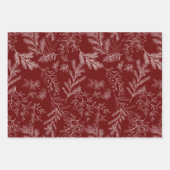 Elegante rote, monochrome Rustikale Winter Botanic Geschenkpapier Set (Vorderseite 2)
