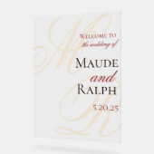 Elegante Rote Monogramm-Eintrittsheirat Acrylschild (Winkel)