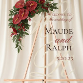 Elegante Rote Monogramm-Eintrittsheirat Acrylschild