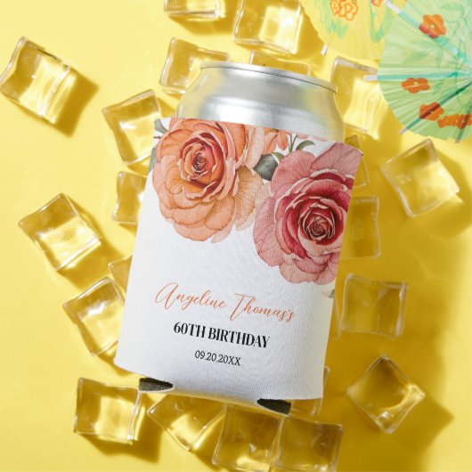 Elegante Rote Orange Rose Geburtstag Dosenkühler (In Situ Sommer)