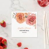 Elegante Rote Orange Rose Geburtstag Serviette (Beispiel)