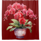 Elegante rote Orchideen-Duschvorhang Duschvorhang (Vorderseite)