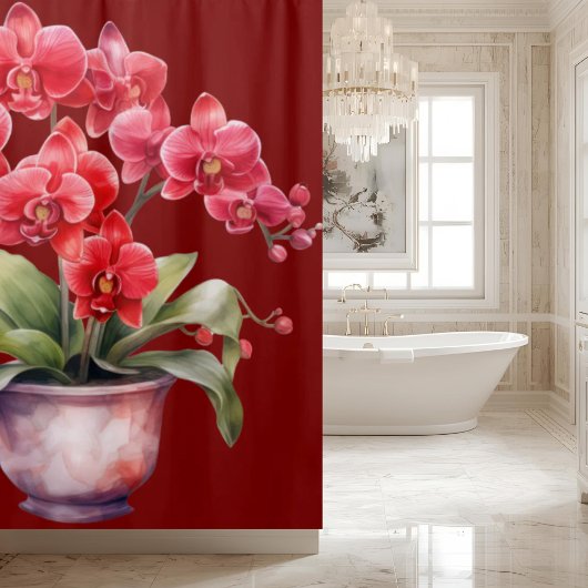 Elegante rote Orchideen-Duschvorhang Duschvorhang
