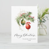 Elegante Rote Ornament Frohe Weihnachten Corporate (Stehend Vorderseite)