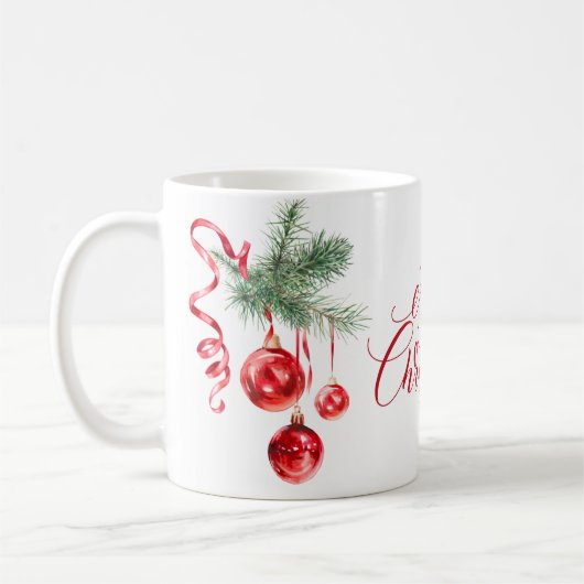 Elegante Rote Ornament Frohe Weihnachtsfeiertage Kaffeetasse (Links)