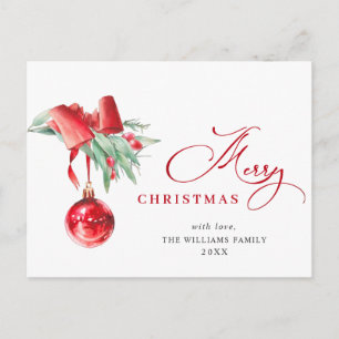 Elegante Rote Ornament Frohe Weihnachtsfeiertage Postkarte