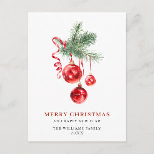 Elegante Rote Ornament Frohe Weihnachtsfeiertage Postkarte