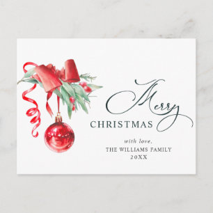 Elegante Rote Ornament Frohe Weihnachtsfeiertage Postkarte