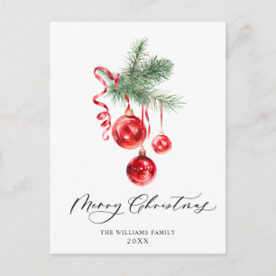 Elegante Rote Ornament Frohe Weihnachtsfeiertage Postkarte