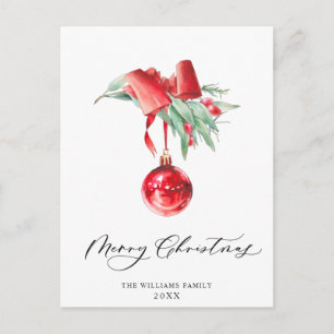 Elegante Rote Ornament Frohe Weihnachtsfeiertage Postkarte