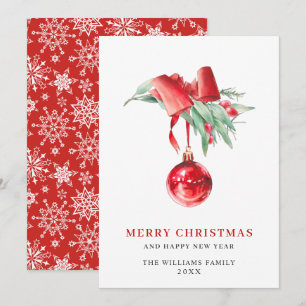 Elegante Rote Ornament Frohe Weihnachtsgrüße Feiertagskarte