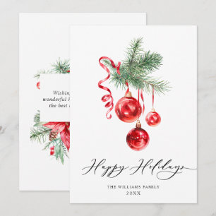 Elegante Rote Ornament Frohe Weihnachtsgrüße Feiertagskarte