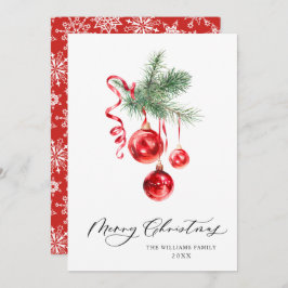 Elegante Rote Ornament Frohe Weihnachtsgrüße Feiertagskarte