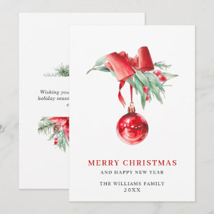 Elegante Rote Ornament Frohe Weihnachtsgrüße Feiertagskarte