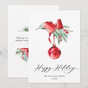 Elegante Rote Ornament Frohe Weihnachtsgrüße Feiertagskarte