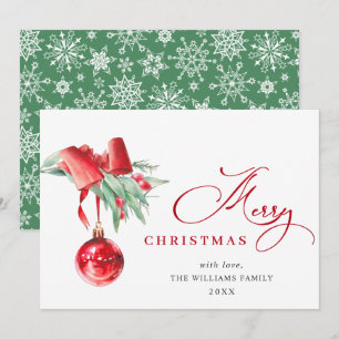 Elegante Rote Ornament Frohe Weihnachtsgrüße Feiertagskarte